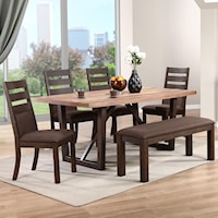 Transitional 6-Piece Dining Set with Upholstered Bench