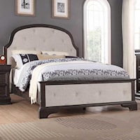 Transitional Queen Upholstered Bed with Button Tufting