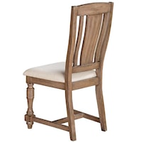 Upholstered Slat Back Side Chair with Turned Front Legs