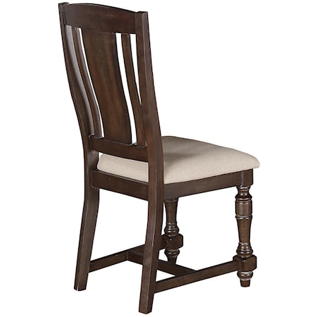 Upholstered Slat Back Side Chair with Turned Front Legs