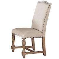 Fully Upholstered Dining Side Chair with Turned Front Legs