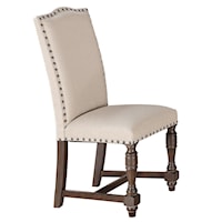 Fully Upholstered Dining Side Chair with Turned Front Legs