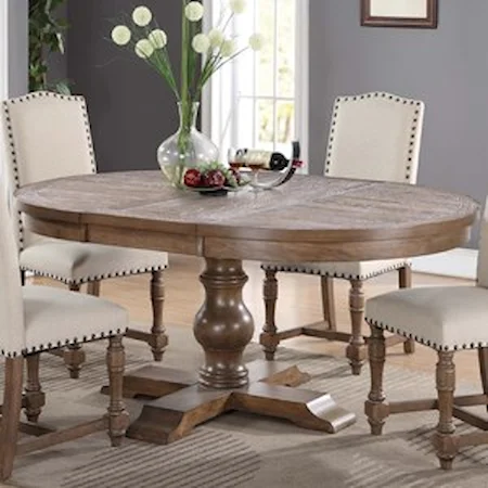Round Pedestal Table with 18" Leaf