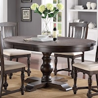 Transitional Round Pedestal Table with 18" Leaf