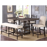 Transitional Counter-Height Dining Set with Upholstered Bench