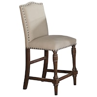 Upholstered Counter Height Barstool with Nailhead