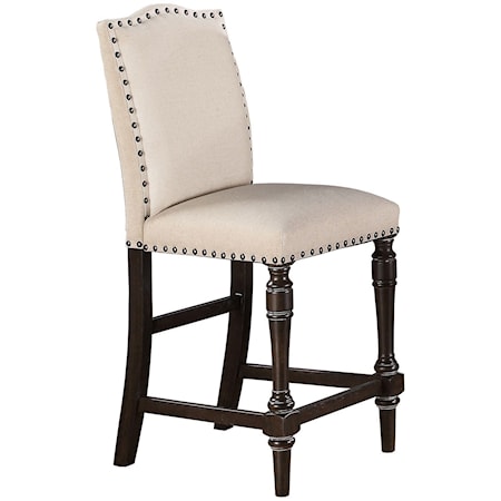 Upholstered Counter Height Barstool with Nailhead