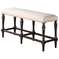 Transitional Upholstered Counter-Height Bench with Nailhead