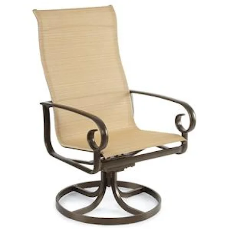 Ultimate High Back Sling Rocking Dining Chair with Scrolled Arms