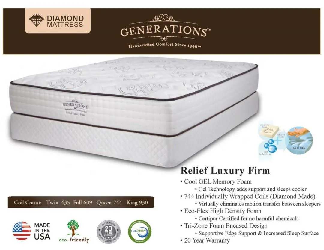Diamond Generations Relief Firm Mattress Collection
