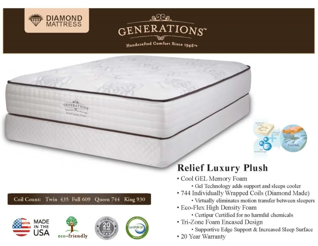 Diamond Generations Relief Plush Mattress Collection