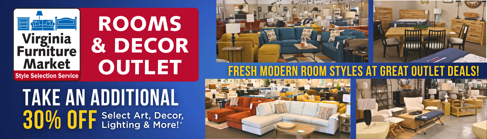 Season's Best with Additonal 40% OFF at Virginia Furniture Market Rooms & Decor Outlet