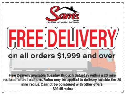 Free Delivery on all orders $1999 and over.