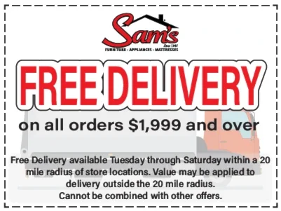 free delivery on all orders 1999 and over
