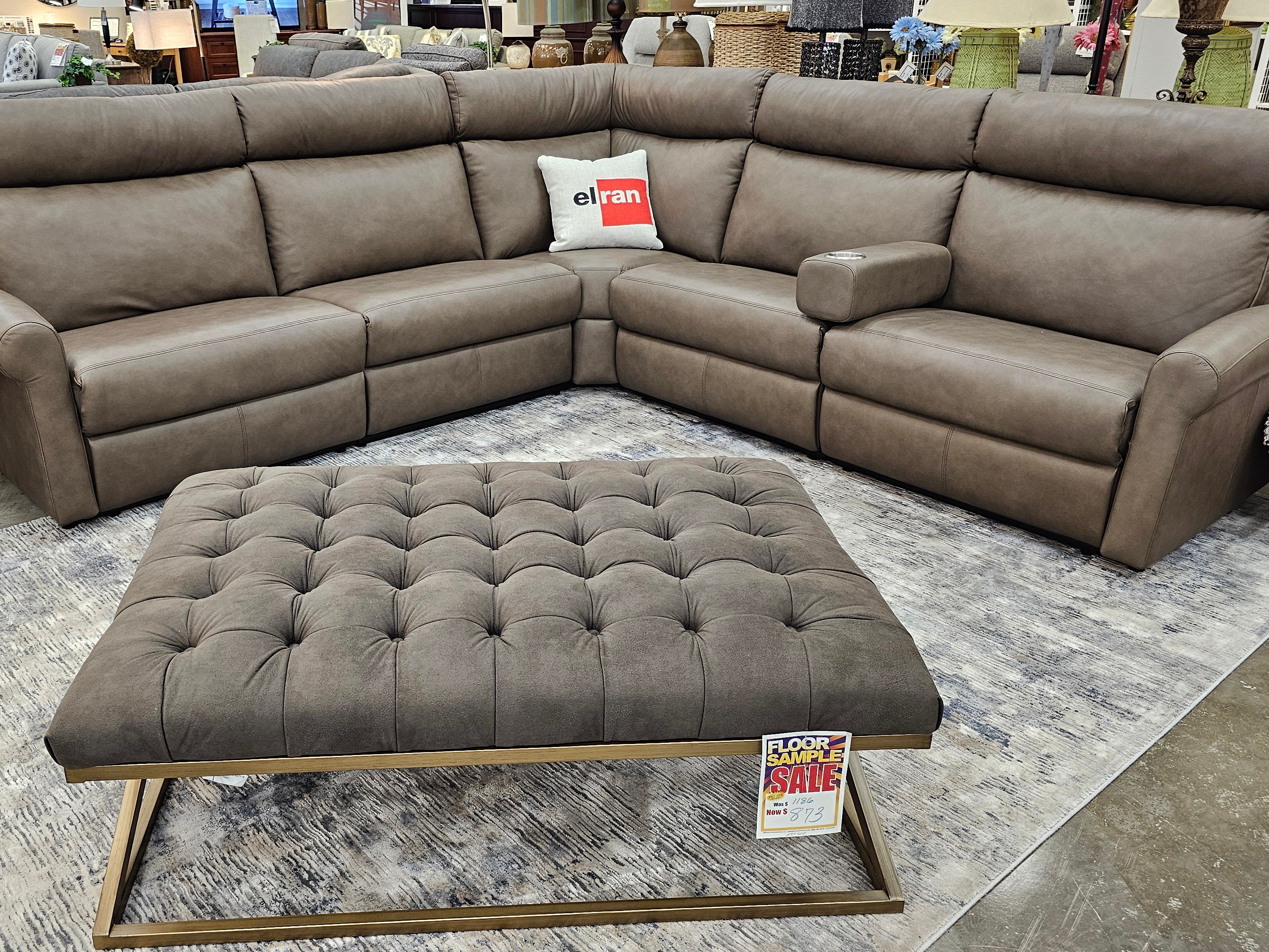 Showroom Leather Sectional with Ottoman