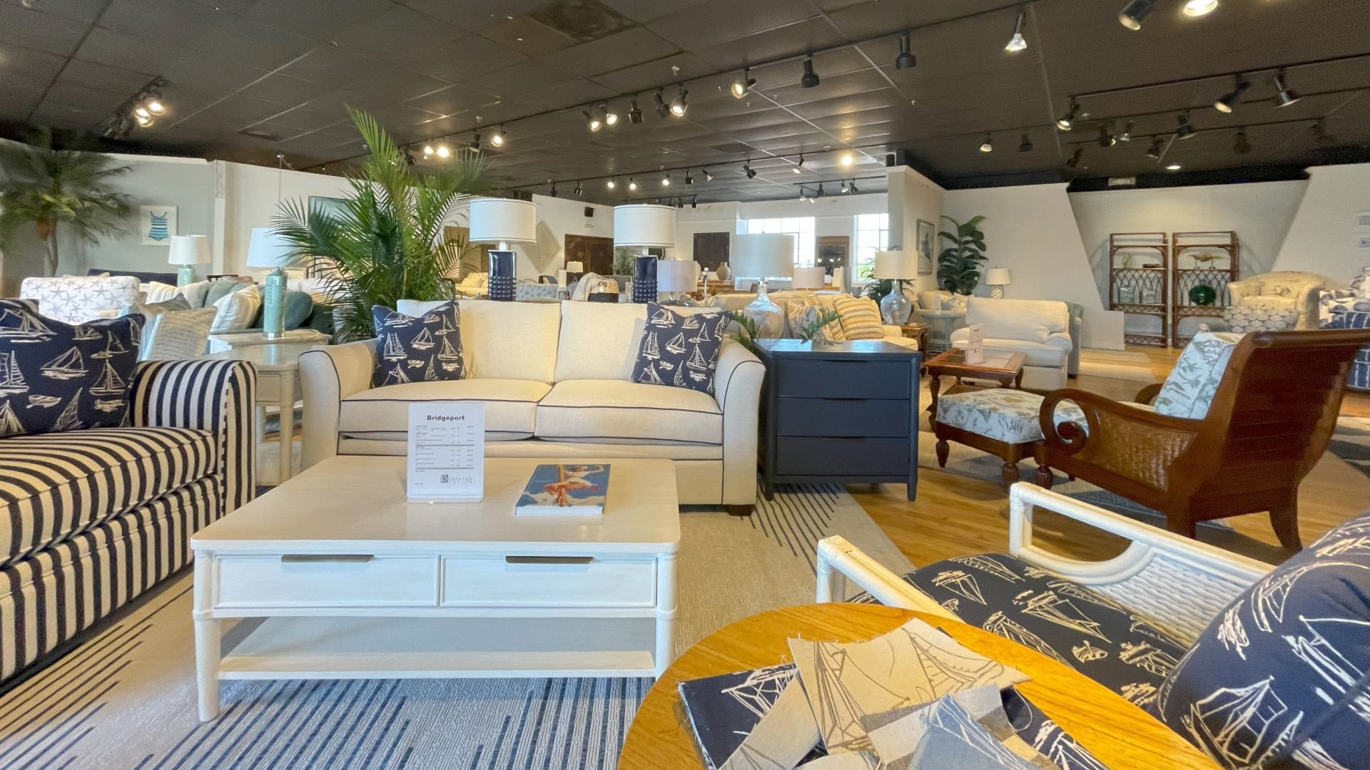 coastal furniture in showroom
