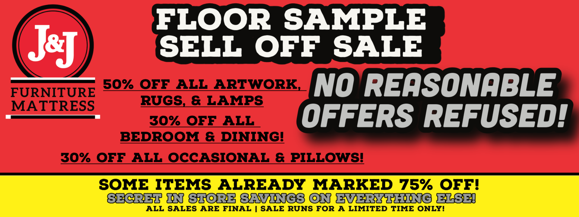 everything must go floor sample sell off sale going out of business furniture stores