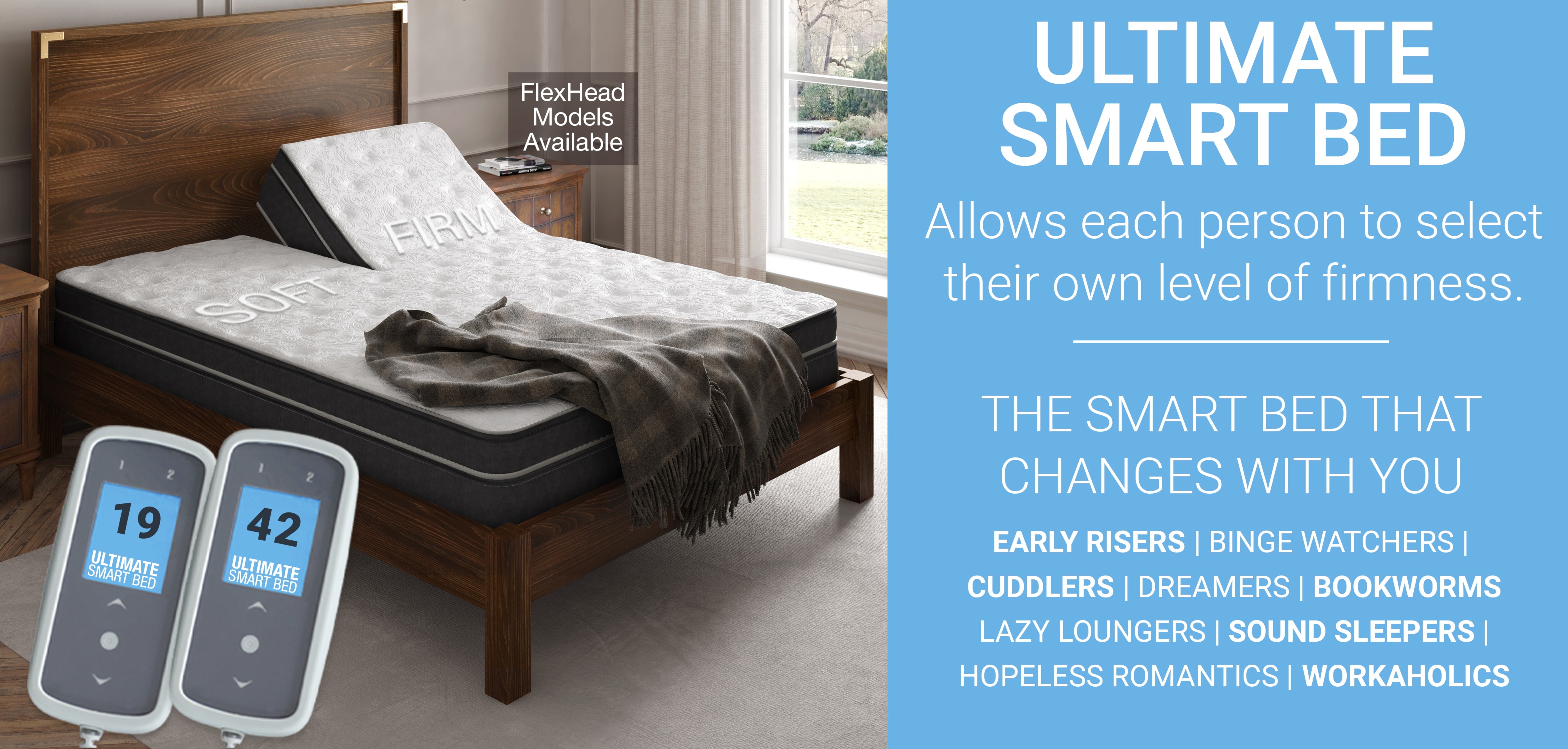 Ultimate Smart Bed | Allows each person to select their own level of firmness. | The smart bed that changes with you.