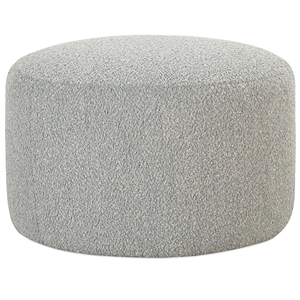 round grey fabric ottoman