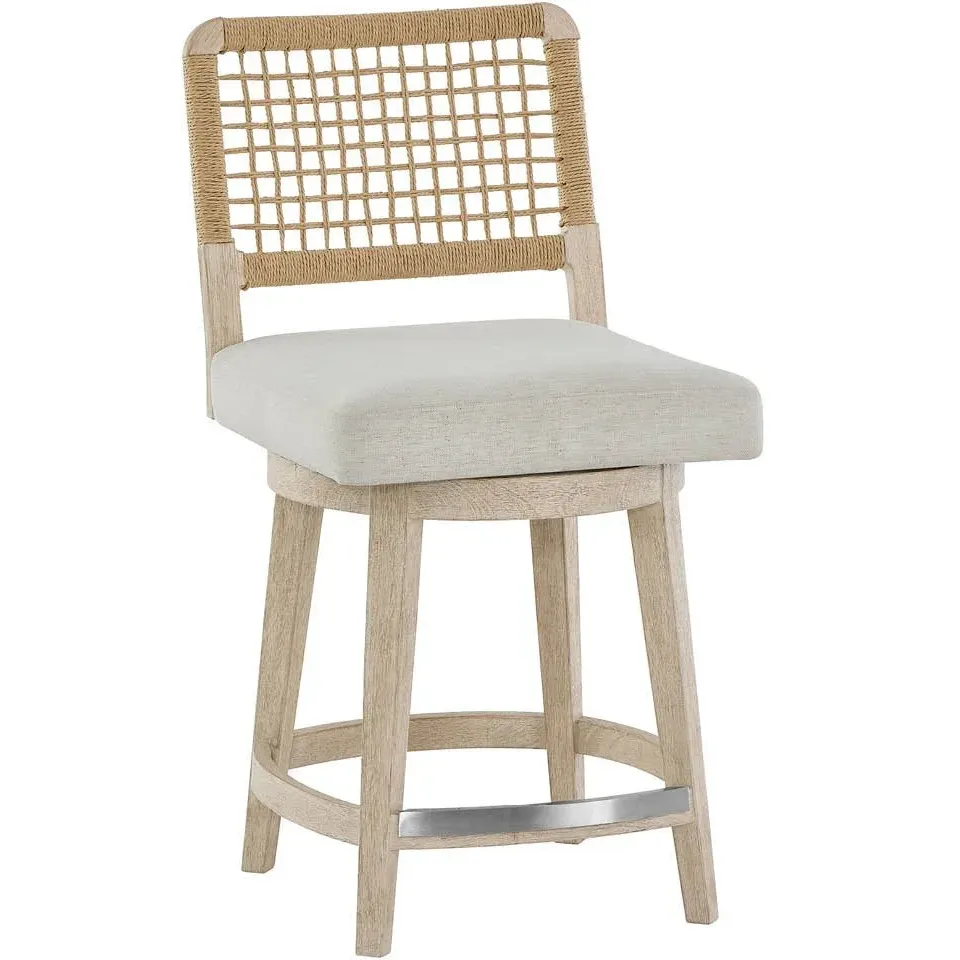 wicker back counter height stool with upholstered seat