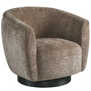 brown fabric barrel swivel chair