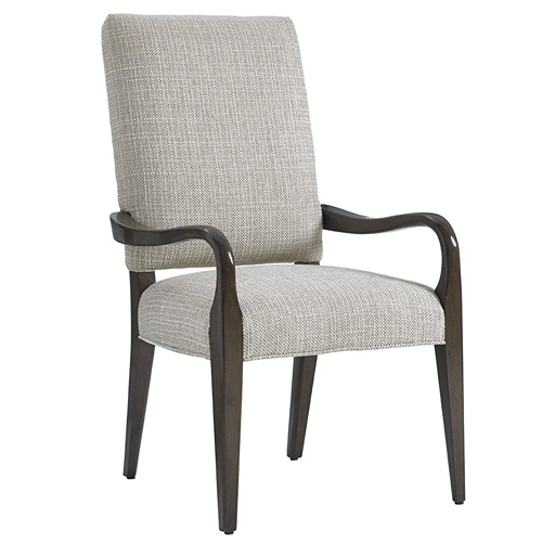 grey upholstered arm chair