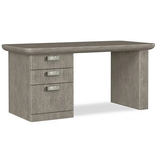 grey one pedestal desk with three drawers