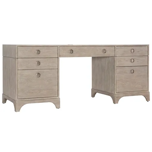 light wood double pedestal desk