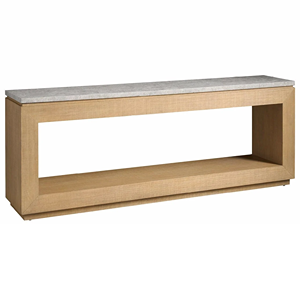 light wood sofa table with marble top