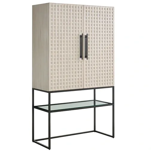 white patterned bar cabinet