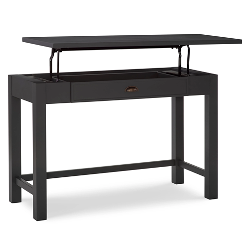dark grey lift writing desk with single drawer