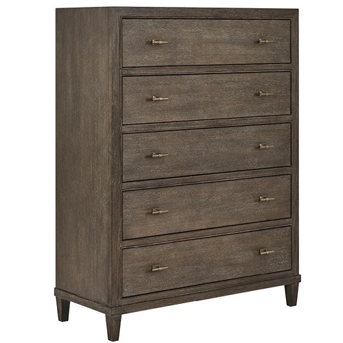 dark wood toned 5-drawer bedroom chest
