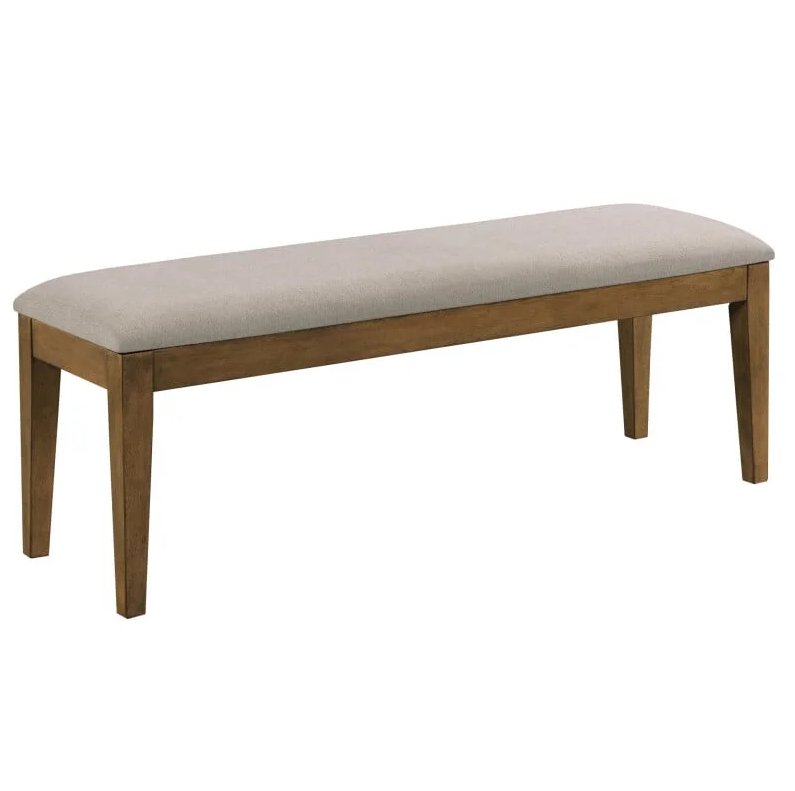 wooden dining bench with upholstered seat
