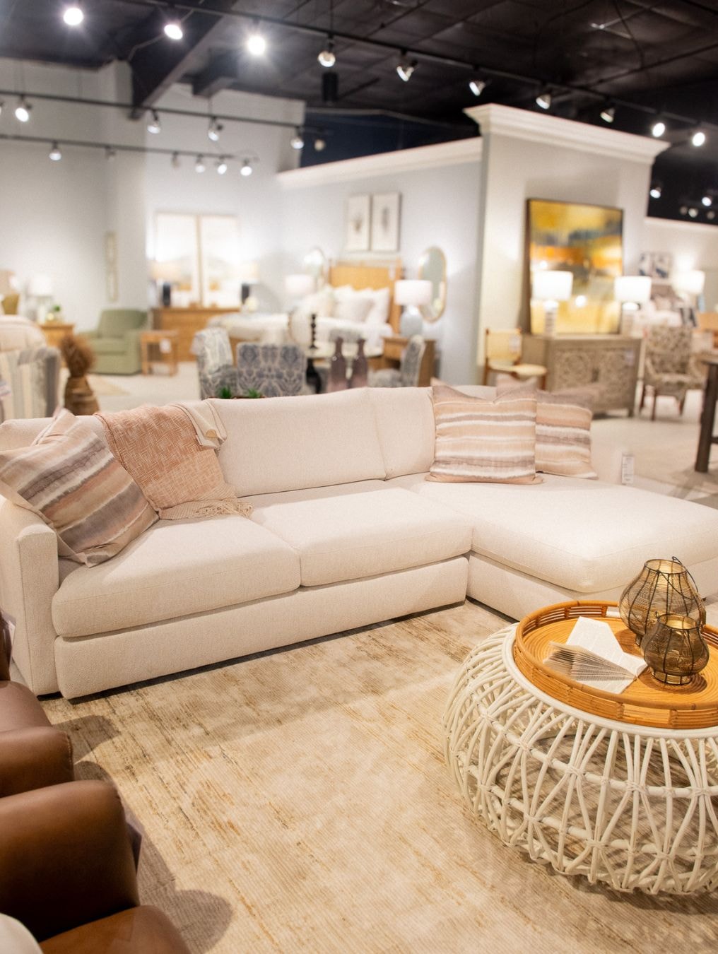 showroom image of sectional sofa