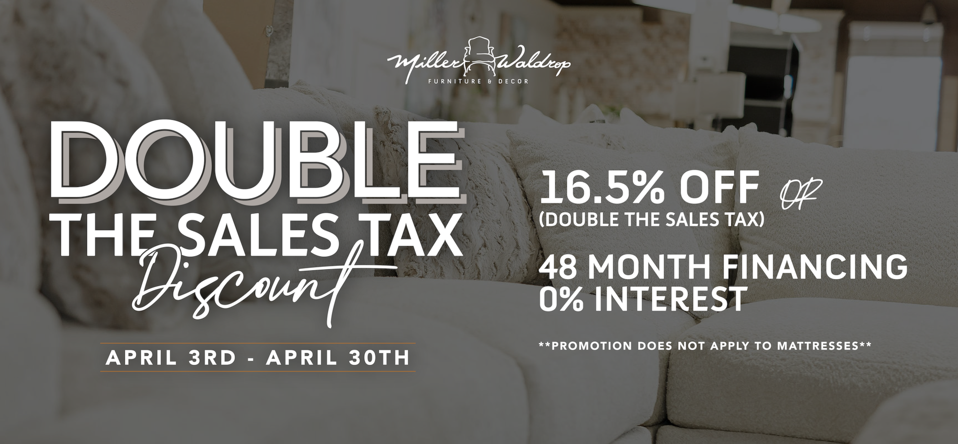 Double the sales tax discount 16.5% off