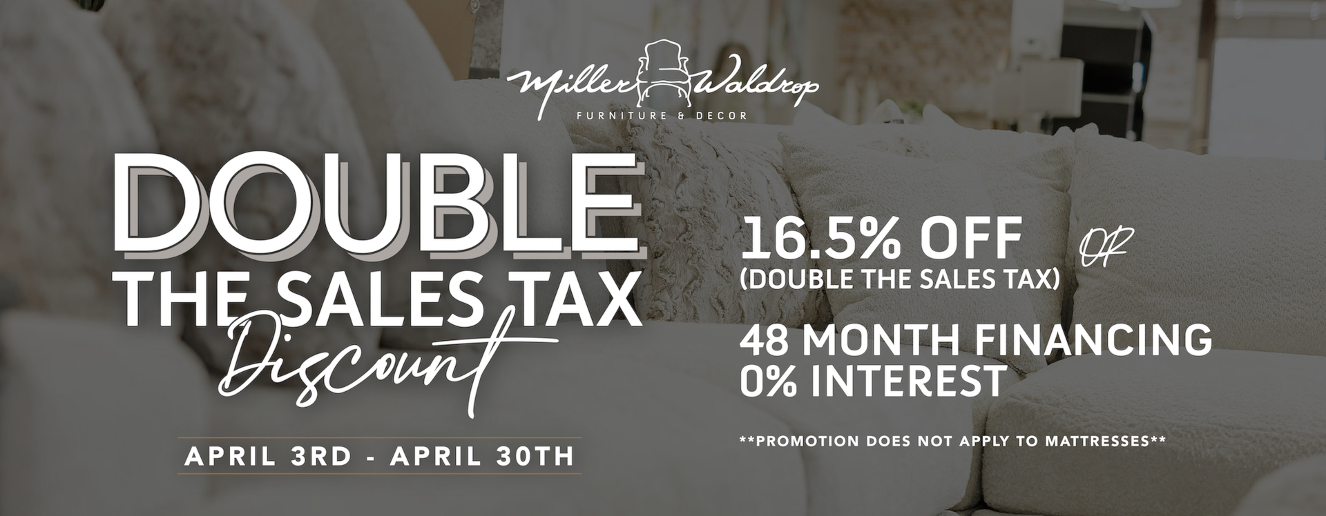 Double the sales tax discount 16.5% off