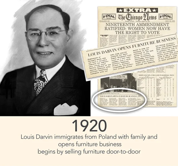 1920 - Louis Darvin Opens furniture business in 1920 - sells furniture door-to-door