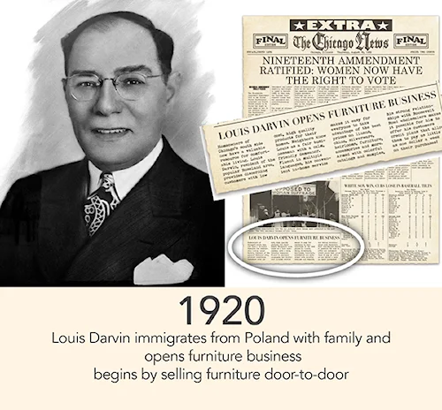 1920 - Louis Darvin Opens furniture business in 1920 - sells furniture door-to-door