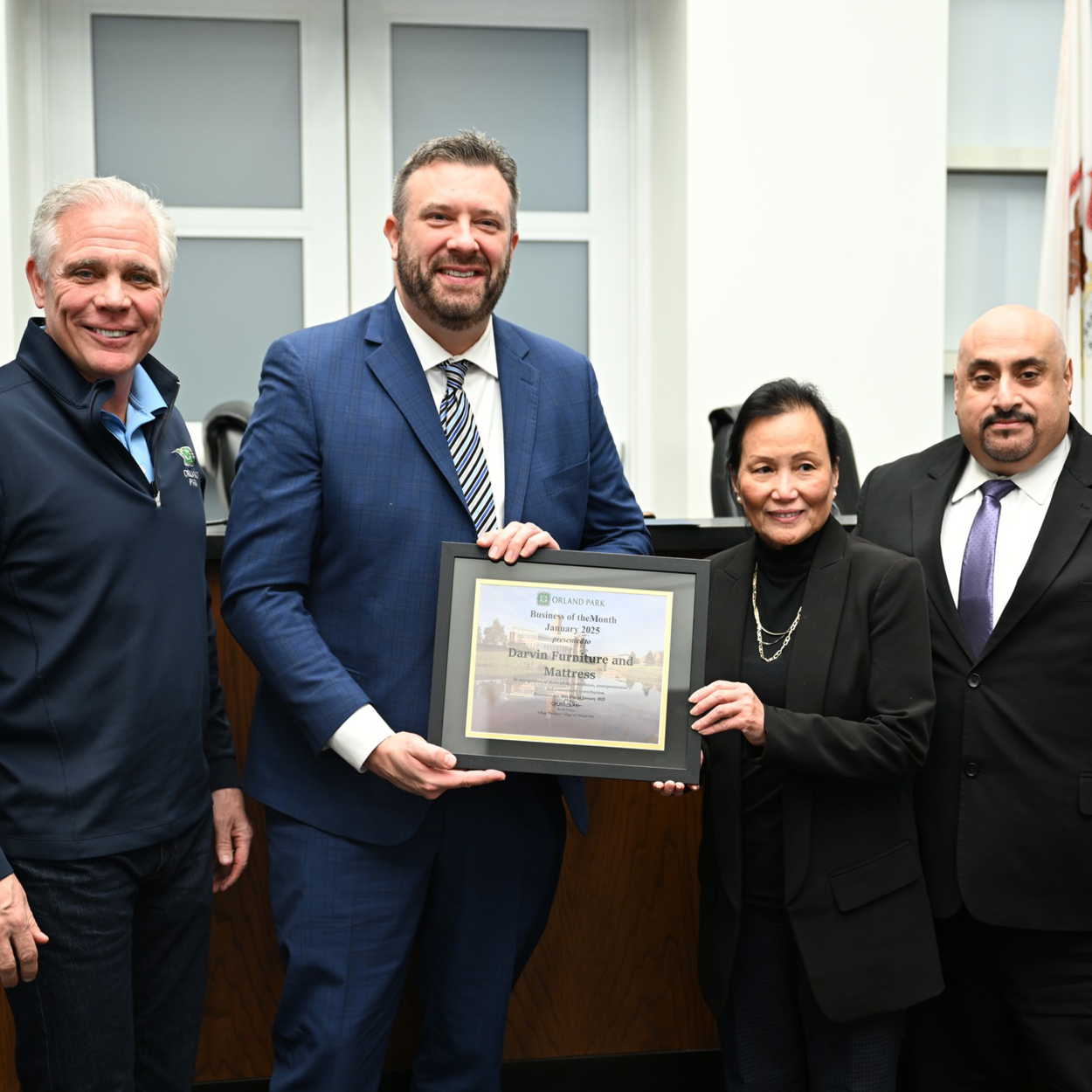 January 25, 2025_Darvin Furniture & Mattress recognized as Orland Parks Business of the month