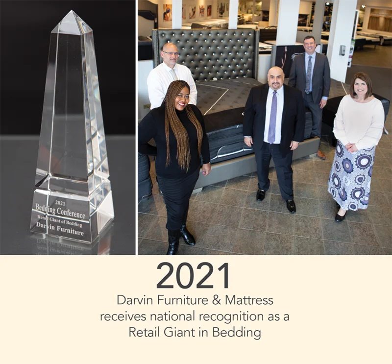 2021 - Darvin Furniture & Mattress receives national recognition as a Retail Giant in Bedding