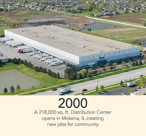 In 2000, a 218,000 sq ft Darvin Distribution Center opens in Mokena, IL