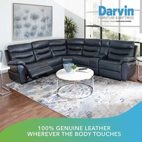 6 pc power leather sectional