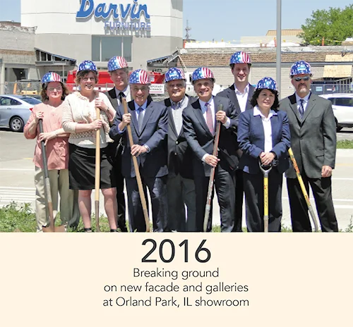 2016 - Darvin executives break ground on new facade and galleries at Orland Park, Il Showroom