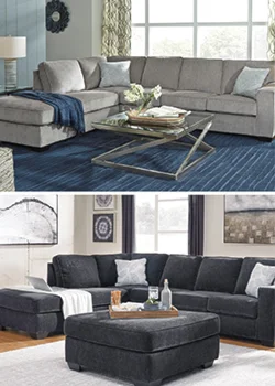 2 pc sectional - grey or slate $999.99 | reverse configuration also on sale