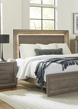 contemporary queen panel bed with led headboard $499.99