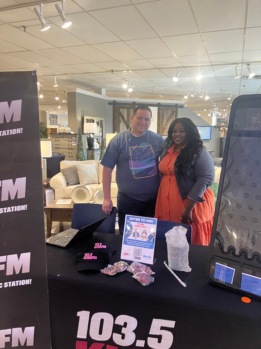 2024/June- Keke & Jason from 103.5 Kiss FM event at Darvin Furniture & Mattress Spin to Win