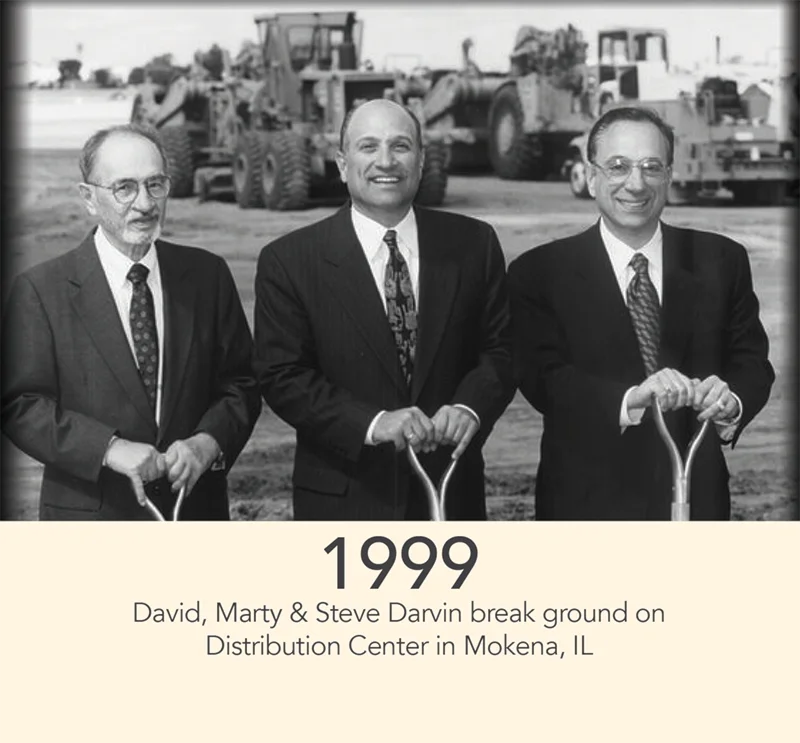 1999 - David, Marty and Steve Darvin break ground on Distribution Center in Mokena, IL