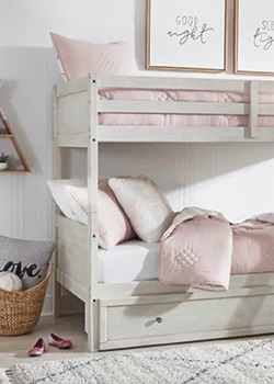 twin over twin bunk bed $449.99 | antique white or grey 