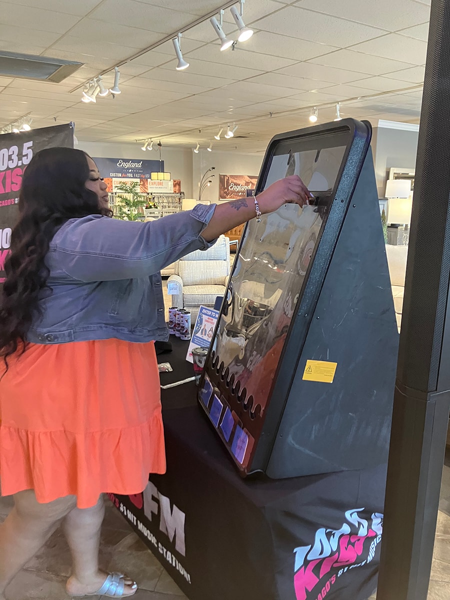 2024/June- Keke & Jason from 103.5 Kiss FM event at Darvin Furniture & Mattress Spin to Win