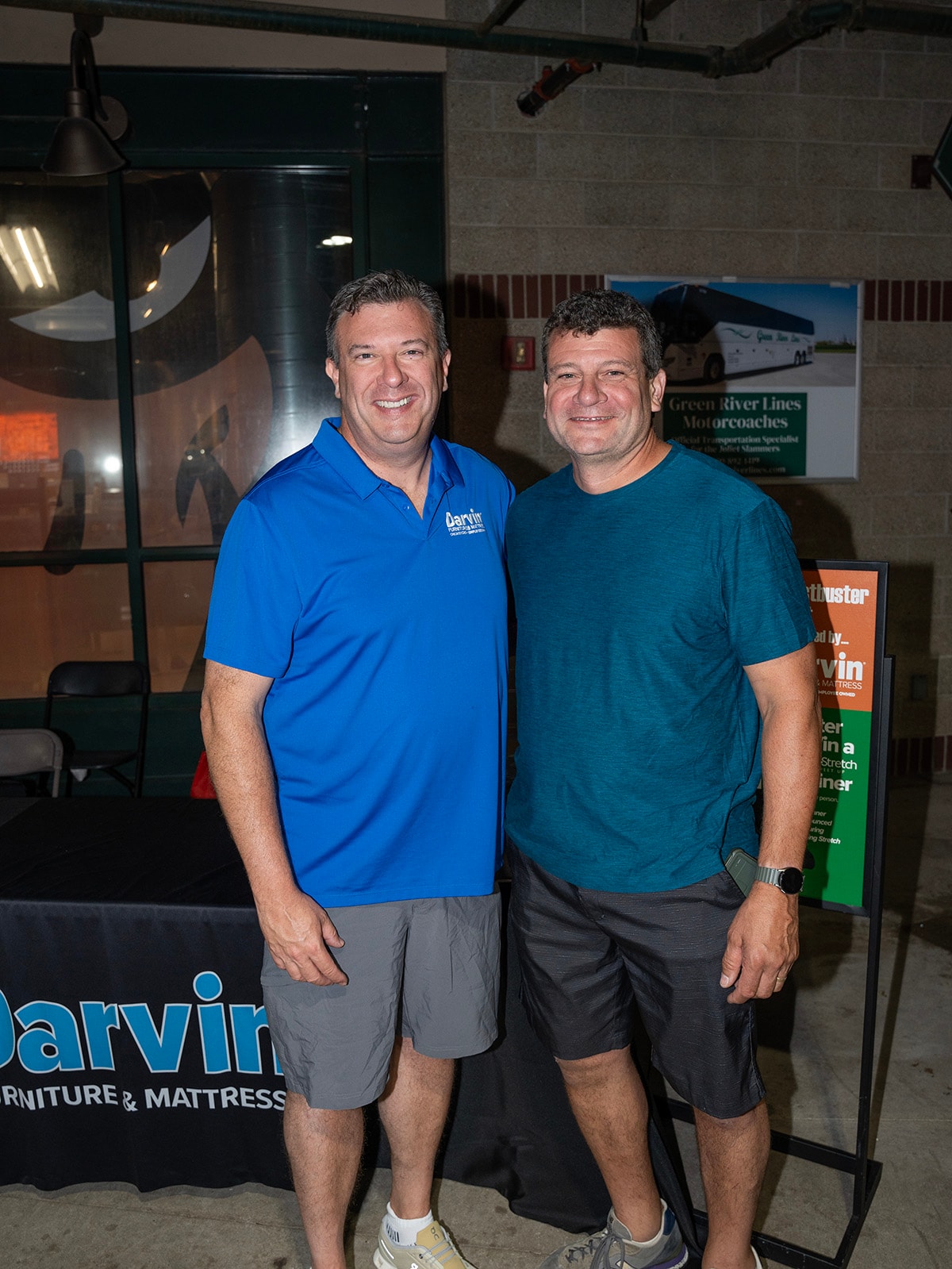 2024 Darvin Furniture & Mattress President Will Harris and Darvin associates at Joliet Slammers Ghostbuster Night